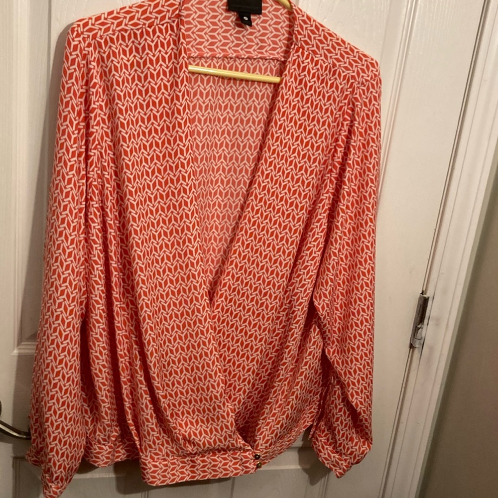 Worthington Orange/Pink Patterned Blouse